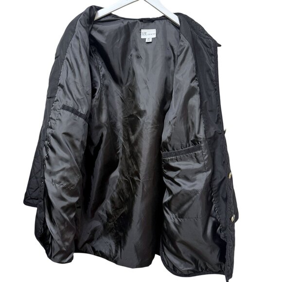 The Tog Shop Black Quilted Jacket XL Womens Barn Coat Preppy Equestrian - Picture 7 of 12